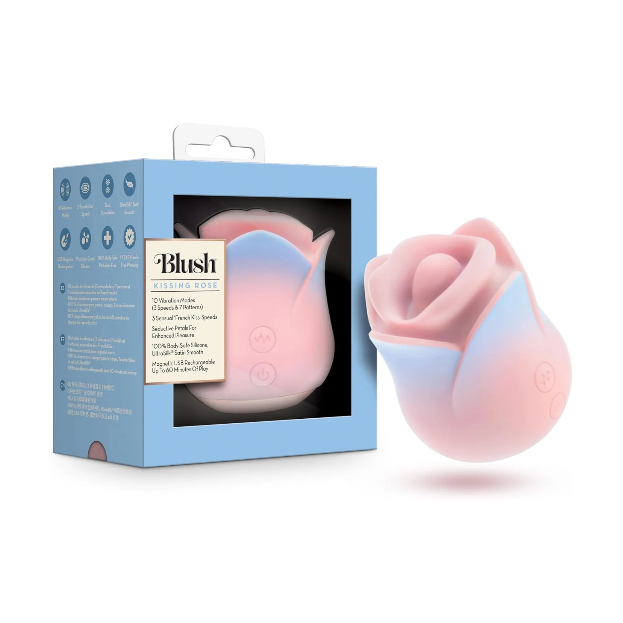 Blush Collection French Kiss Rose Stimulator - Nibbles On Your Clit with Powerful Vibrations!