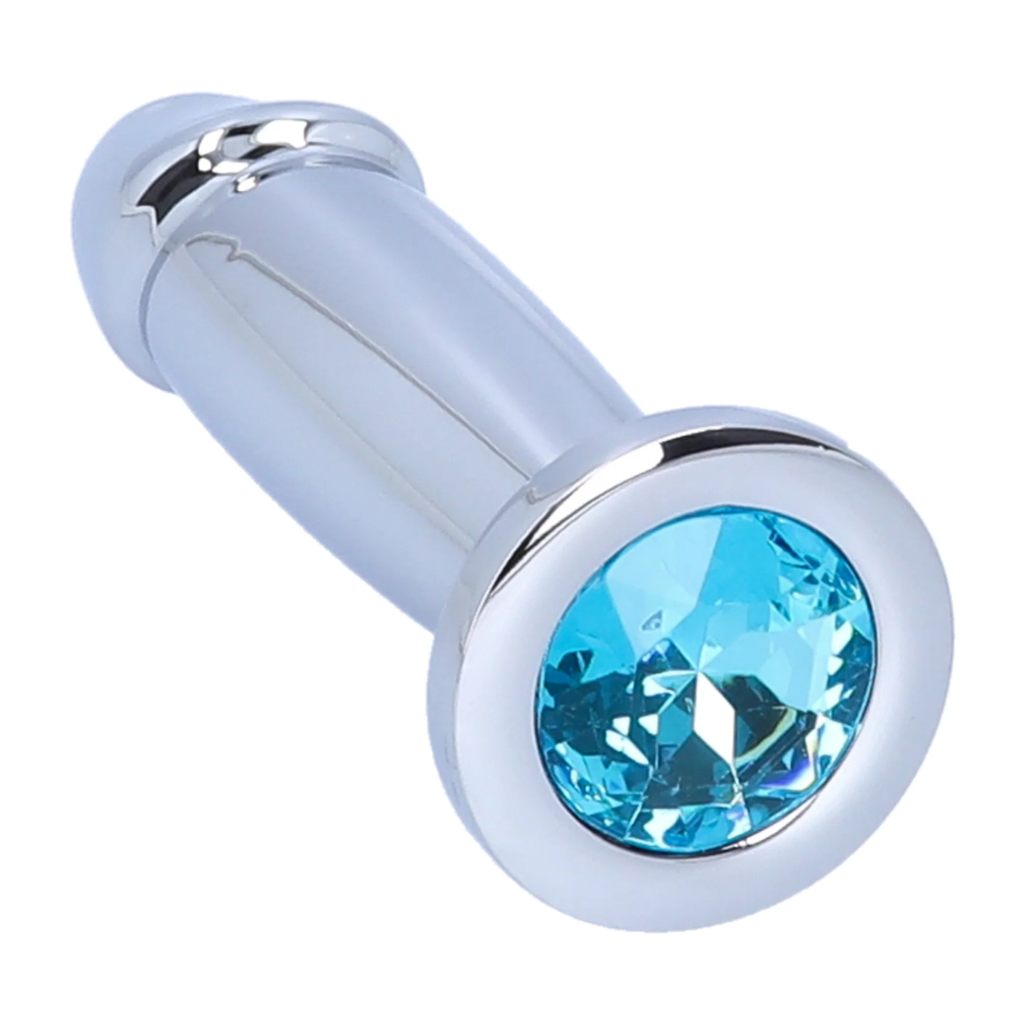 Penis Shape Metal Anal Plug Dildo With Jewel - Image 2