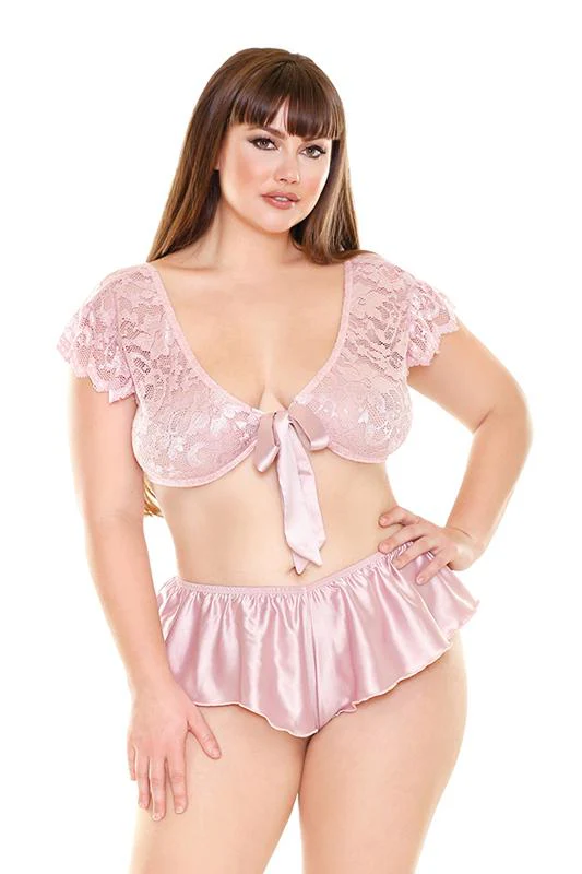Norah Tie Front Top & Flutter Panty Lingerie Set - Image 2