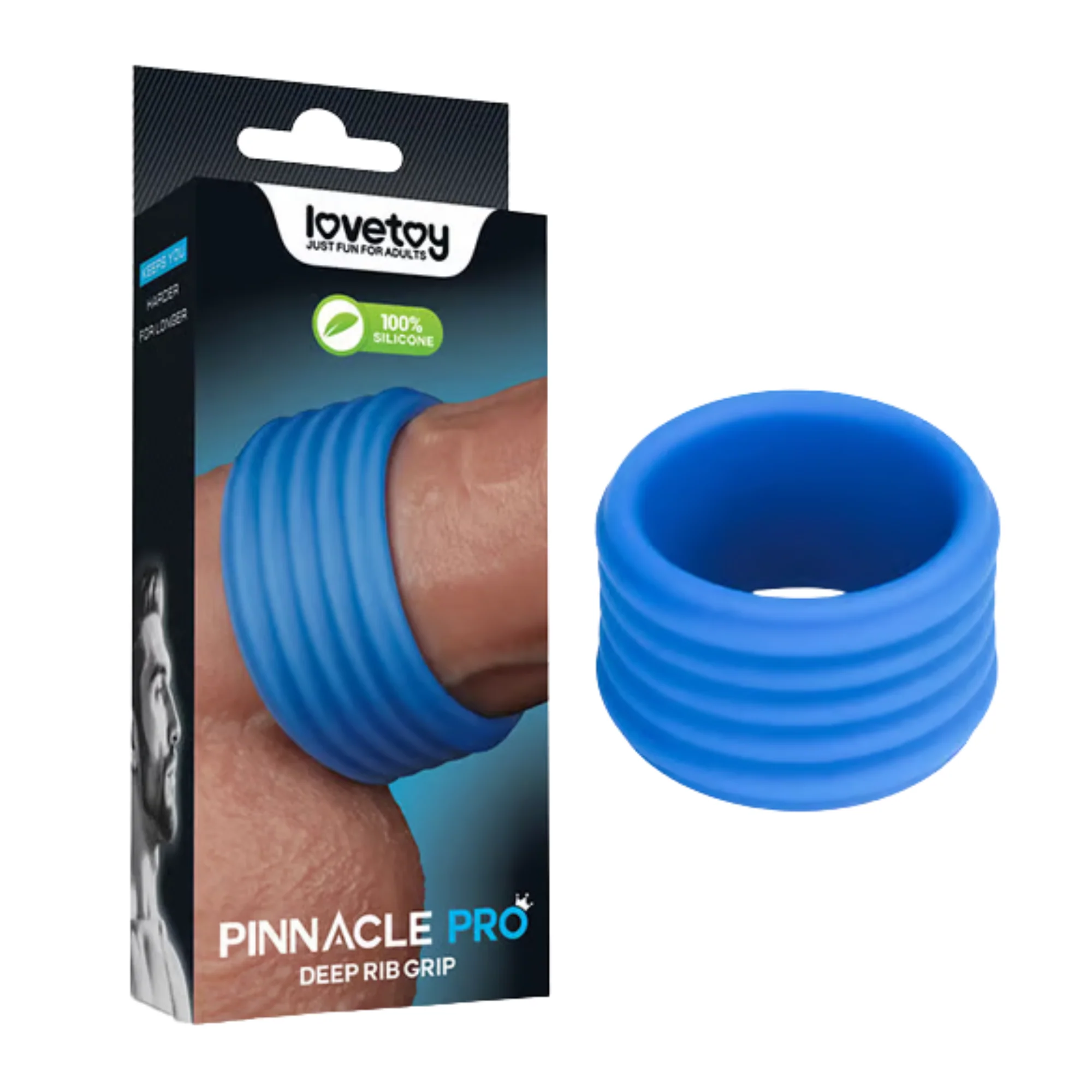 Pinnacle Ribbed Strong Grip Cock Ring - Try Stretching Around Your Balls For Amplified 'O's!