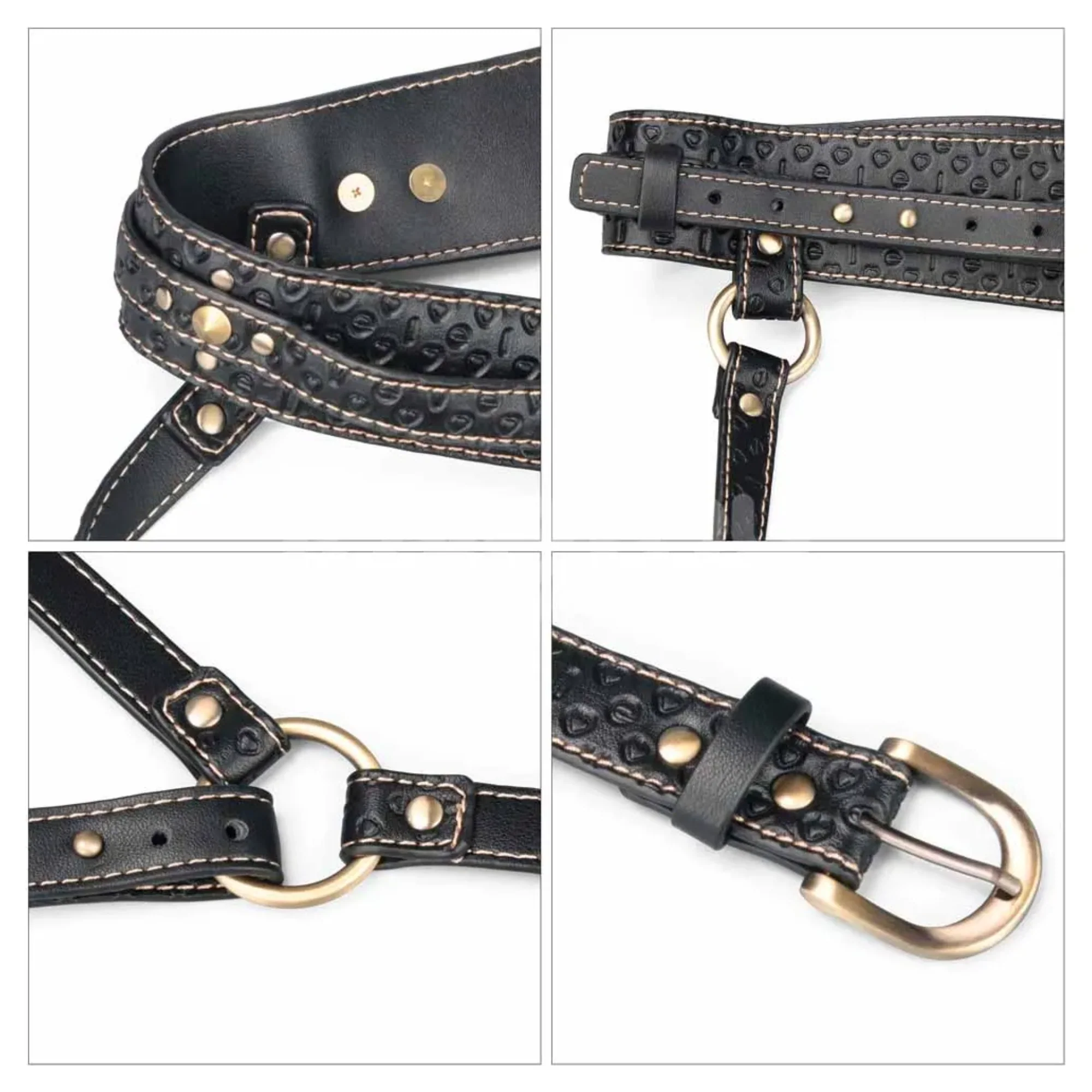 Rebellion Reign Faux Leather Full Body Harness - Use The Necktie As A Leash! - Image 4