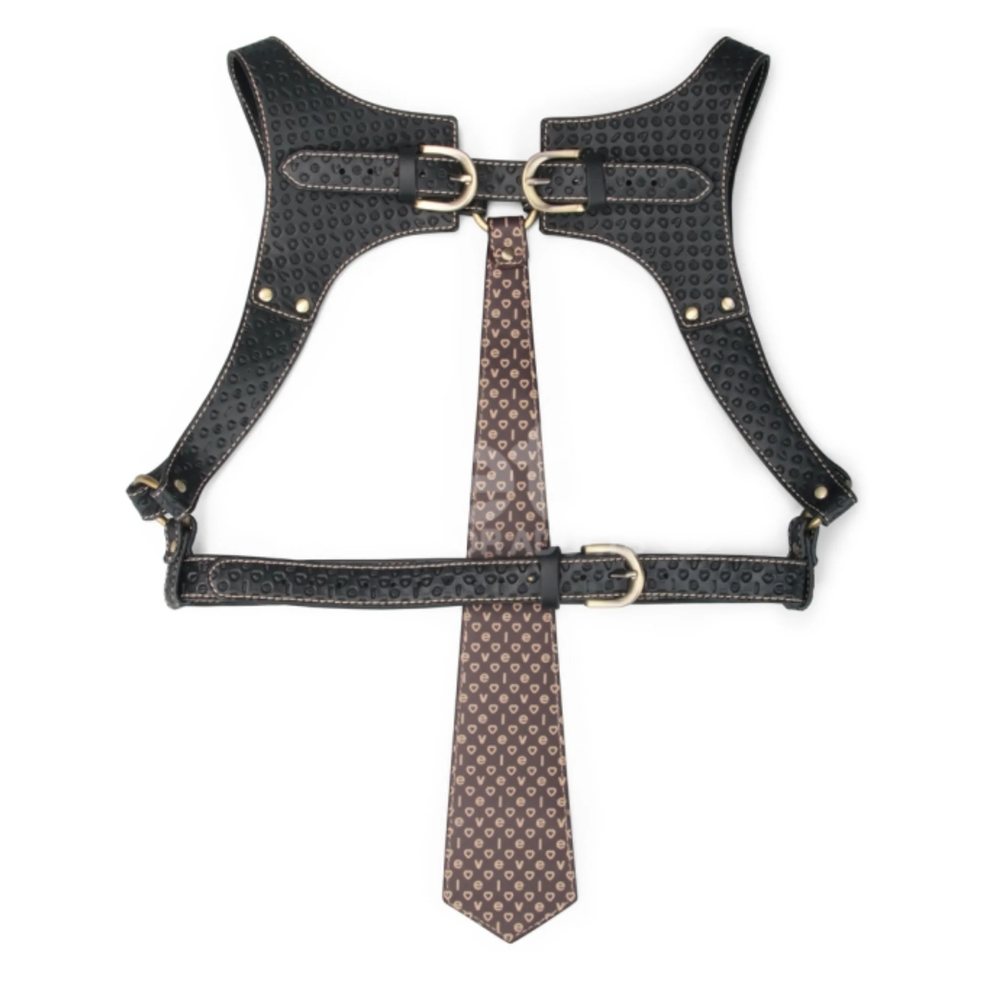 Rebellion Reign Faux Leather Full Body Harness - Use The Necktie As A Leash! - Image 8