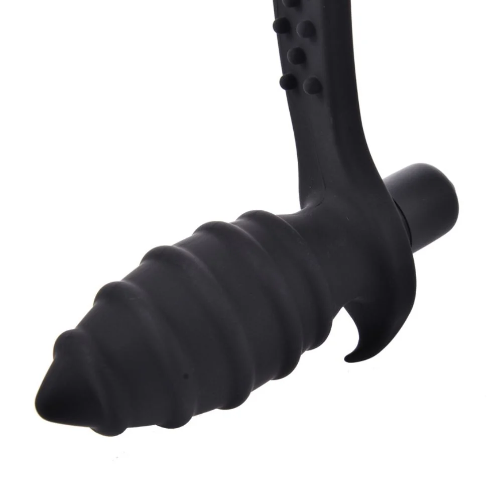 Rippled Vibrating Anal Plug with Cock Ring - Image 11