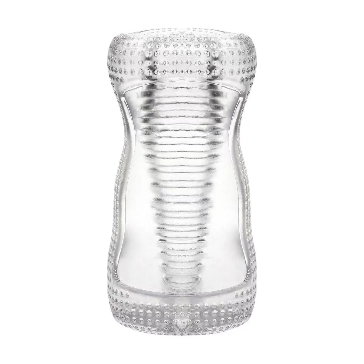 Super Stretchy Clear Ribbed Male Masturbator - Image 3