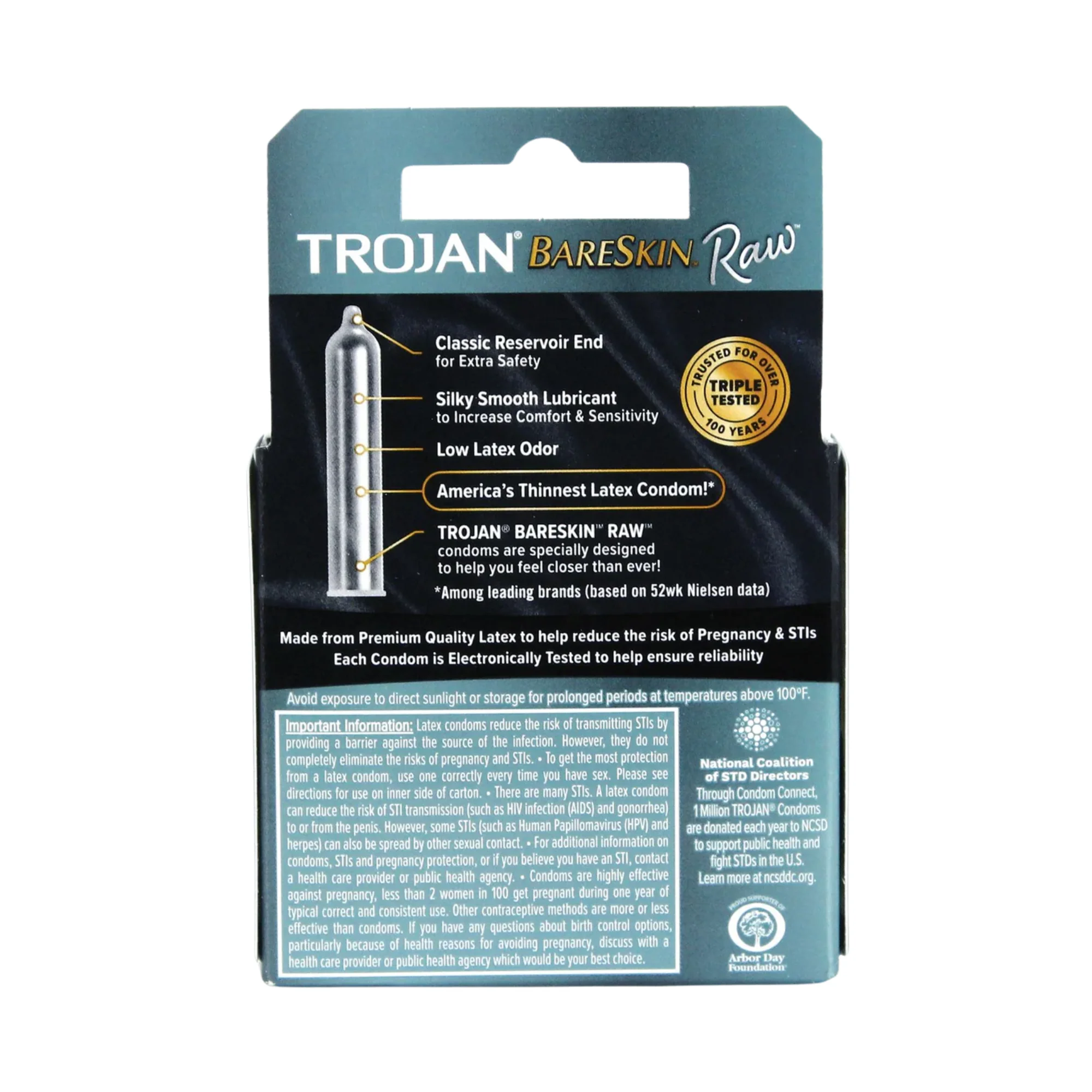 Trojan Bareskin Raw Lubricated Latex Condoms 3-Pack - Image 2